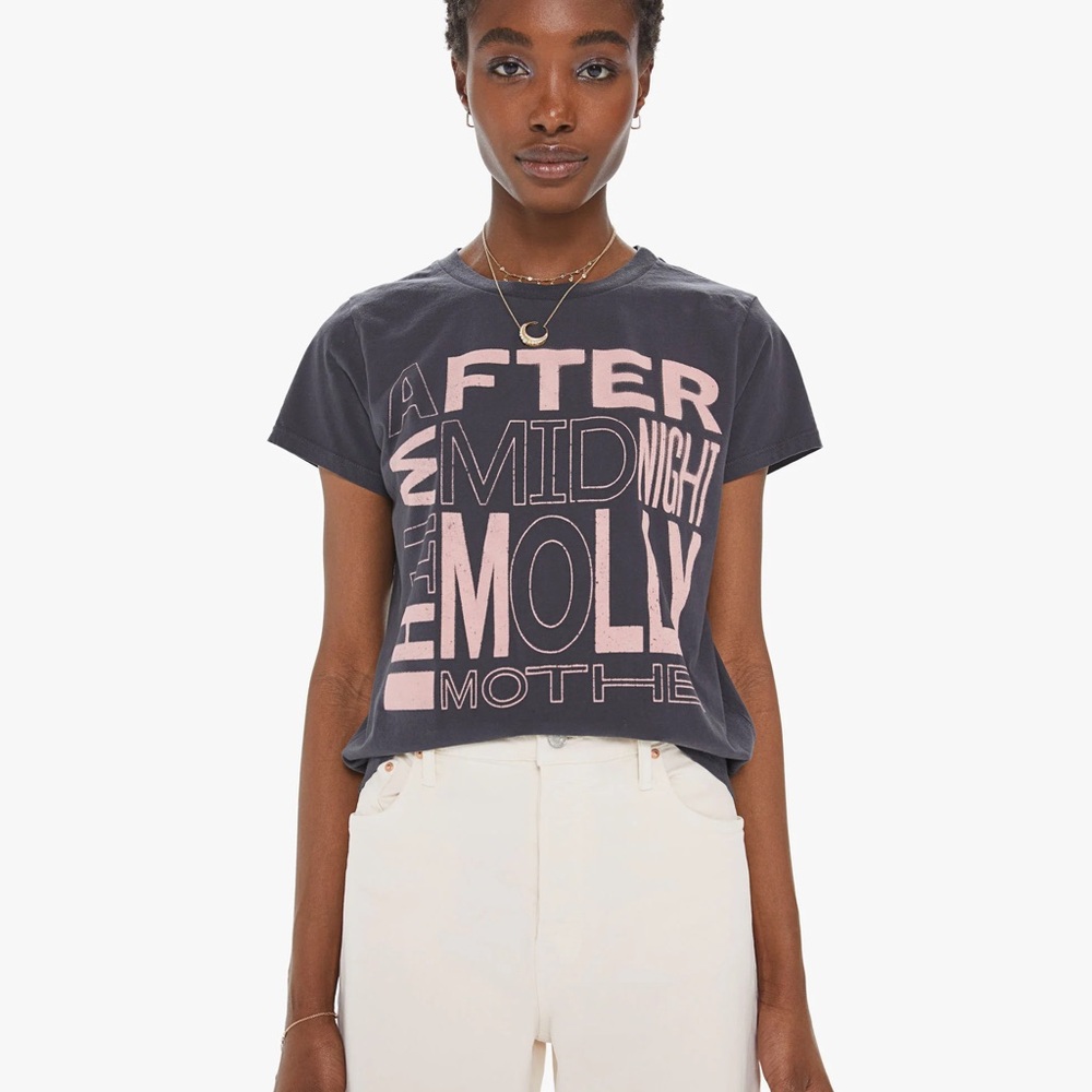 MOTHER THE LIL GOODIE GOODIE AFTER MIDNIGHT WITH MOLLY TEE SHIRT IN BLACK